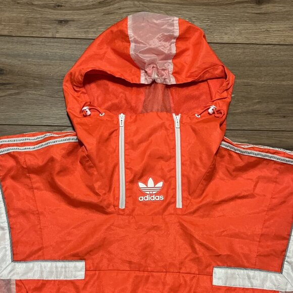 Men's adidas BR8 OTH Anorak Hooded Windbreaker Jacket SMALL Solred Lightweight - Picture 2 of 9